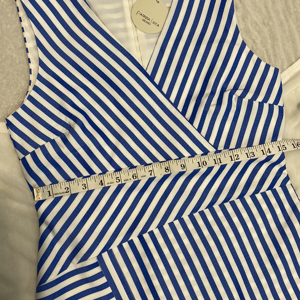 Patrizia luca milano dress blue white stripes sleeveless mid length Size M. New - Picture 7 of 15